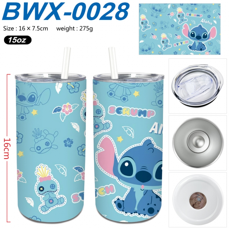 Lilo & Stitch Small straight tube 304 stainless steel insulated cup 16X7.5CM