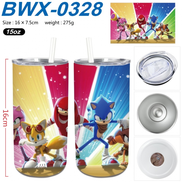 Sonic The Hedgehog Small straight tube 304 stainless steel insulated cup 16X7.5CM