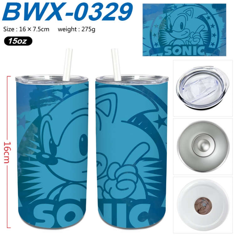 Sonic The Hedgehog Small straight tube 304 stainless steel insulated cup 16X7.5CM