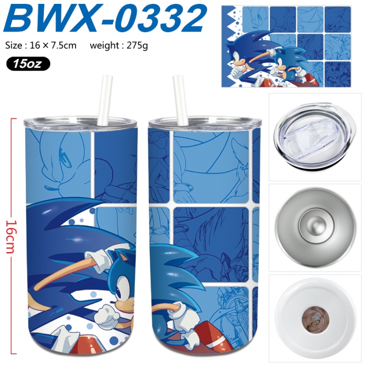 Sonic The Hedgehog Small straight tube 304 stainless steel insulated cup 16X7.5CM