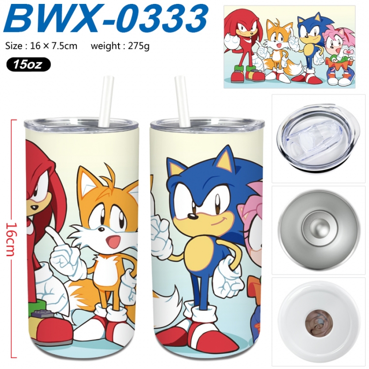 Sonic The Hedgehog Small straight tube 304 stainless steel insulated cup 16X7.5CM