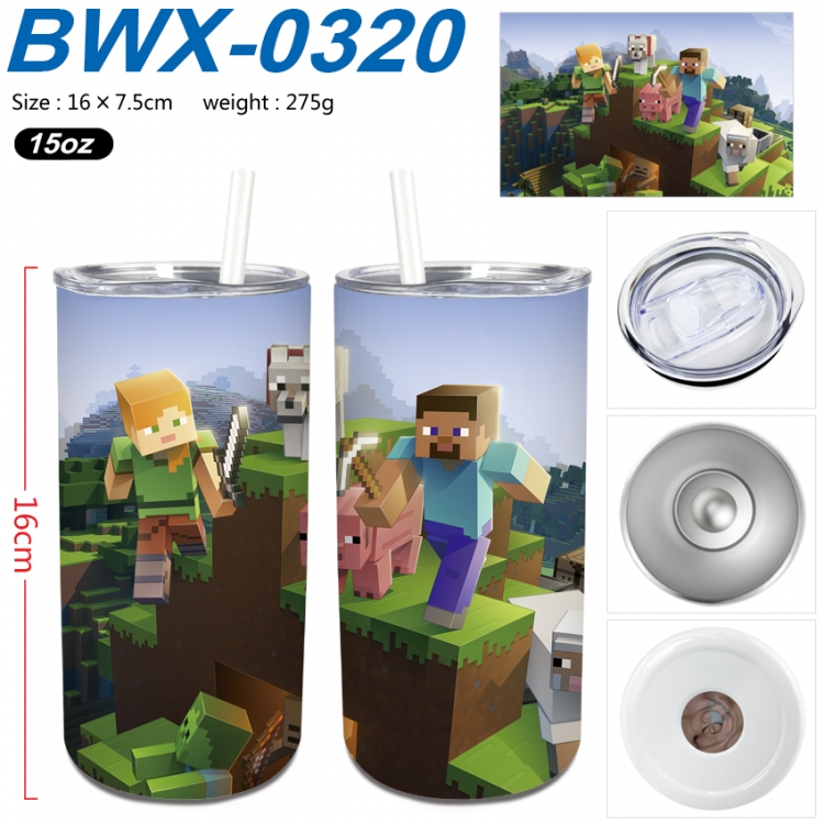 Minecraft Small straight tube 304 stainless steel insulated cup 16X7.5CM