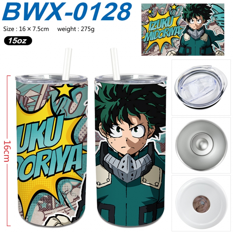 My Hero Academia Small straight tube 304 stainless steel insulated cup 16X7.5CM