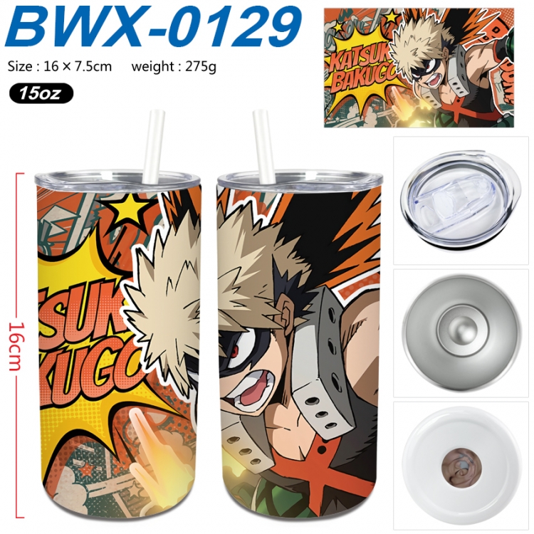 My Hero Academia Small straight tube 304 stainless steel insulated cup 16X7.5CM