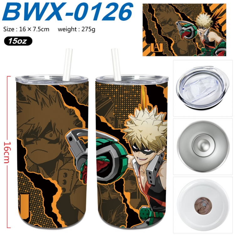 My Hero Academia Small straight tube 304 stainless steel insulated cup 16X7.5CM