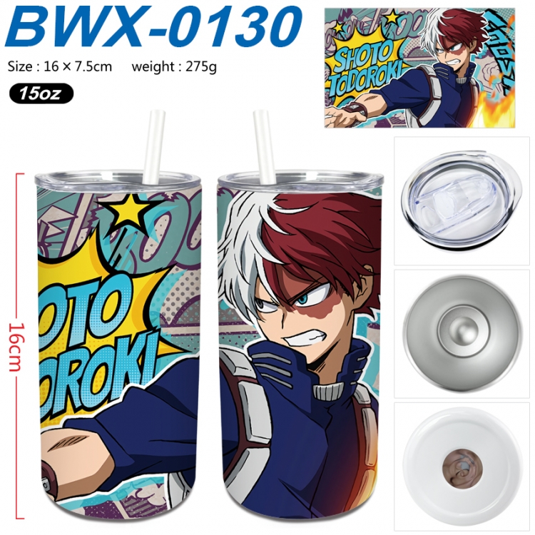 My Hero Academia Small straight tube 304 stainless steel insulated cup 16X7.5CM