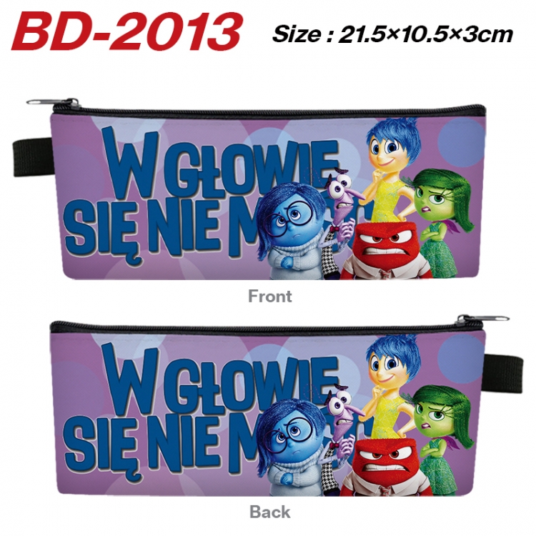 Inside Out Anime PU Leather Zipper Pencil Case Stationery Box 21.5X10.5X3CM 