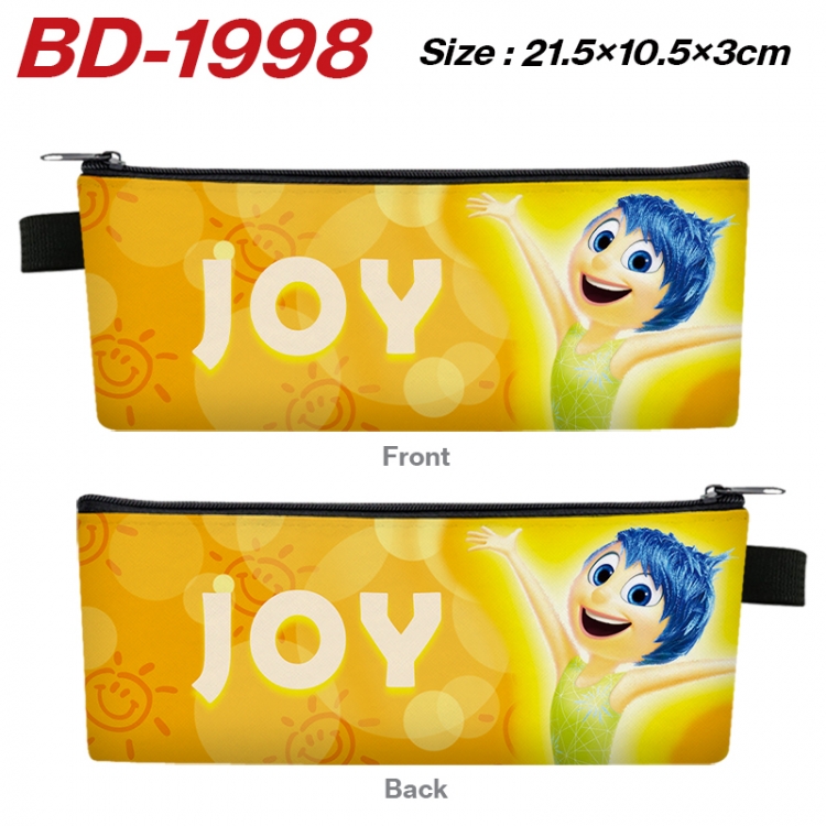 Inside Out Anime PU Leather Zipper Pencil Case Stationery Box 21.5X10.5X3CM 