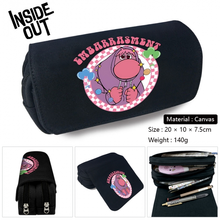 Inside Out Anime Multi-Function Double Zipper Canvas Cosmetic Bag Pen Case 20x10x7.5cm