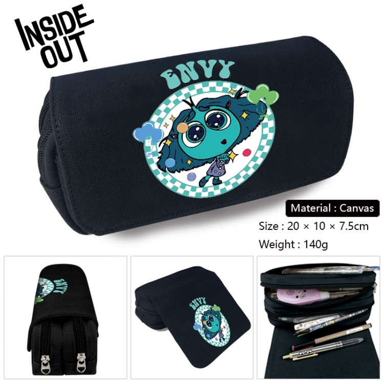 Inside Out Anime Multi-Function Double Zipper Canvas Cosmetic Bag Pen Case 20x10x7.5cm