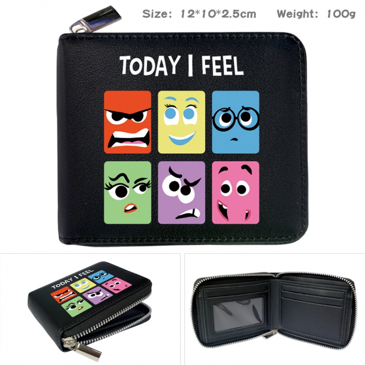 Inside Out Anime Full Color Short All Inclusive Zipper Wallet 10x12x2.5cm