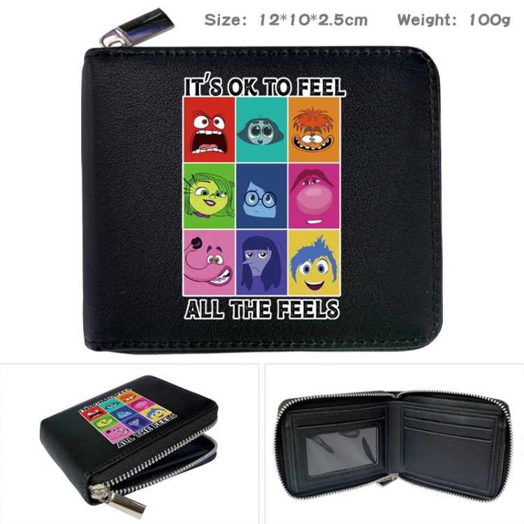 Inside Out Anime Full Color Short All Inclusive Zipper Wallet 10x12x2.5cm