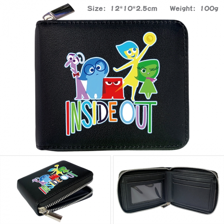 Inside Out Anime Full Color Short All Inclusive Zipper Wallet 10x12x2.5cm