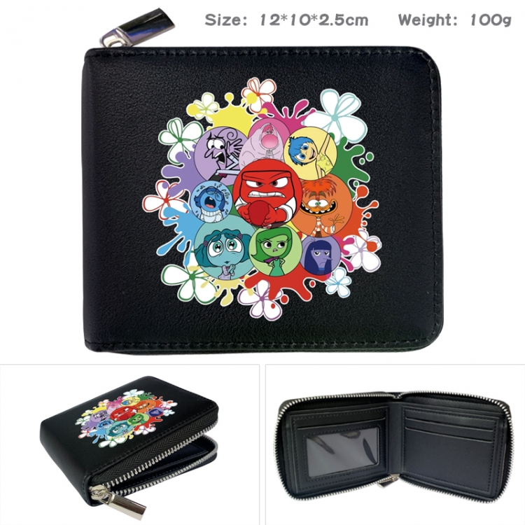 Inside Out Anime Full Color Short All Inclusive Zipper Wallet 10x12x2.5cm