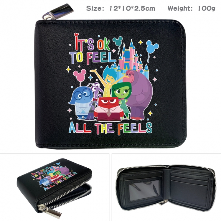 Inside Out Anime Full Color Short All Inclusive Zipper Wallet 10x12x2.5cm