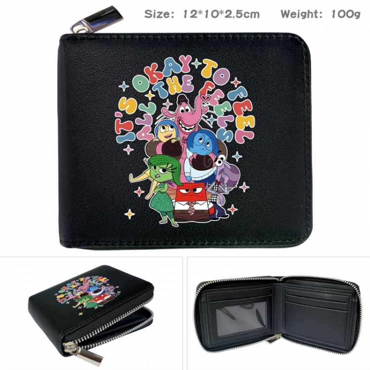 Inside Out Anime Full Color Short All Inclusive Zipper Wallet 10x12x2.5cm