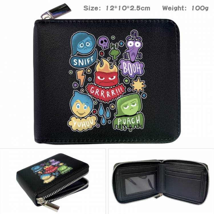 Inside Out Anime Full Color Short All Inclusive Zipper Wallet 10x12x2.5cm