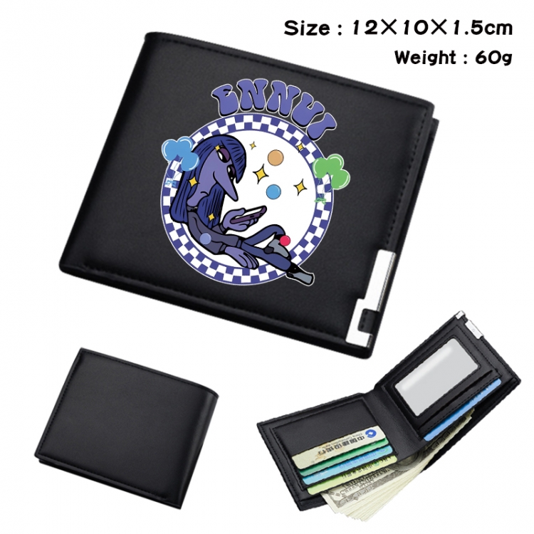 Inside Out Anime Full Color Black Leather Bifold Wallet 12x10x1.5cm