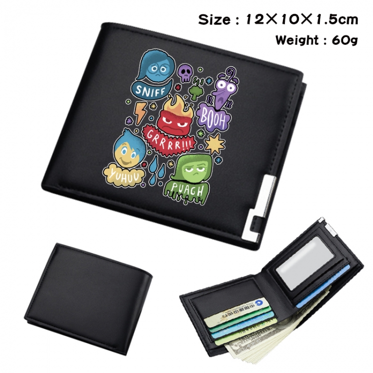 Inside Out Anime Full Color Black Leather Bifold Wallet 12x10x1.5cm