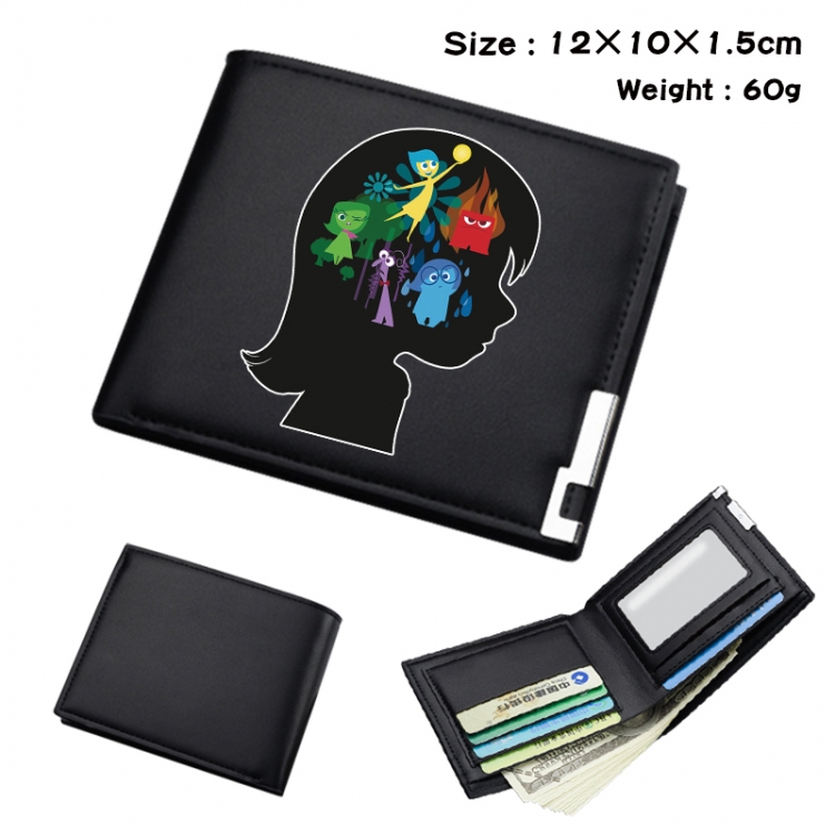 Inside Out Anime Full Color Black Leather Bifold Wallet 12x10x1.5cm