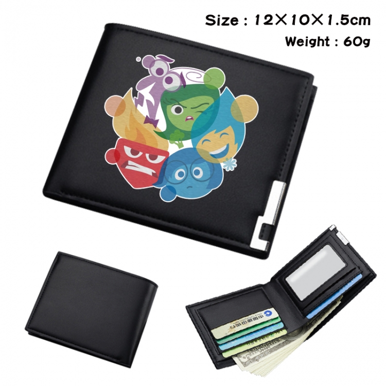 Inside Out Anime Full Color Black Leather Bifold Wallet 12x10x1.5cm