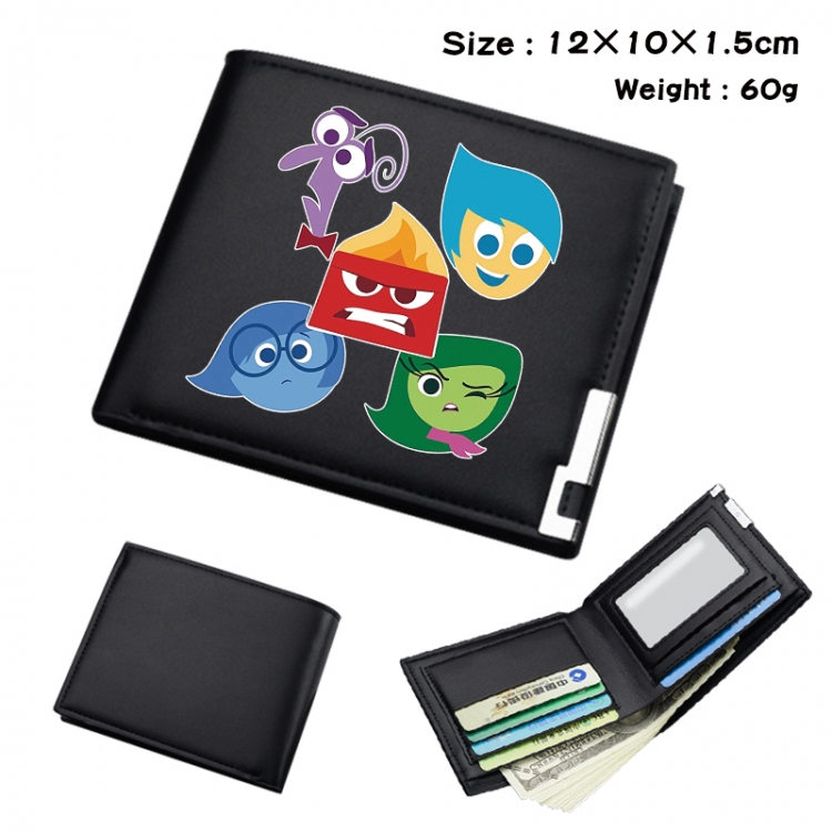 Inside Out Anime Full Color Black Leather Bifold Wallet 12x10x1.5cm