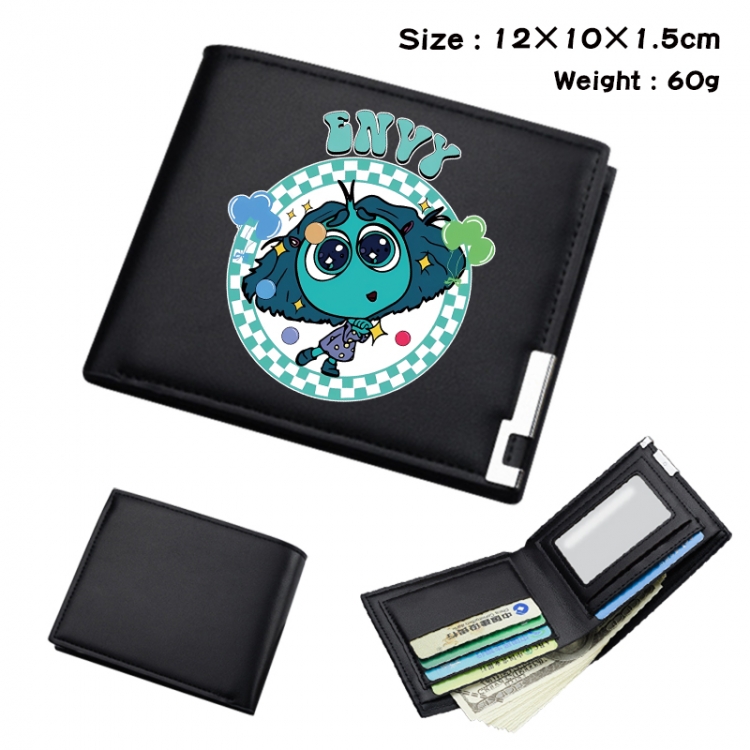 Inside Out Anime Full Color Black Leather Bifold Wallet 12x10x1.5cm