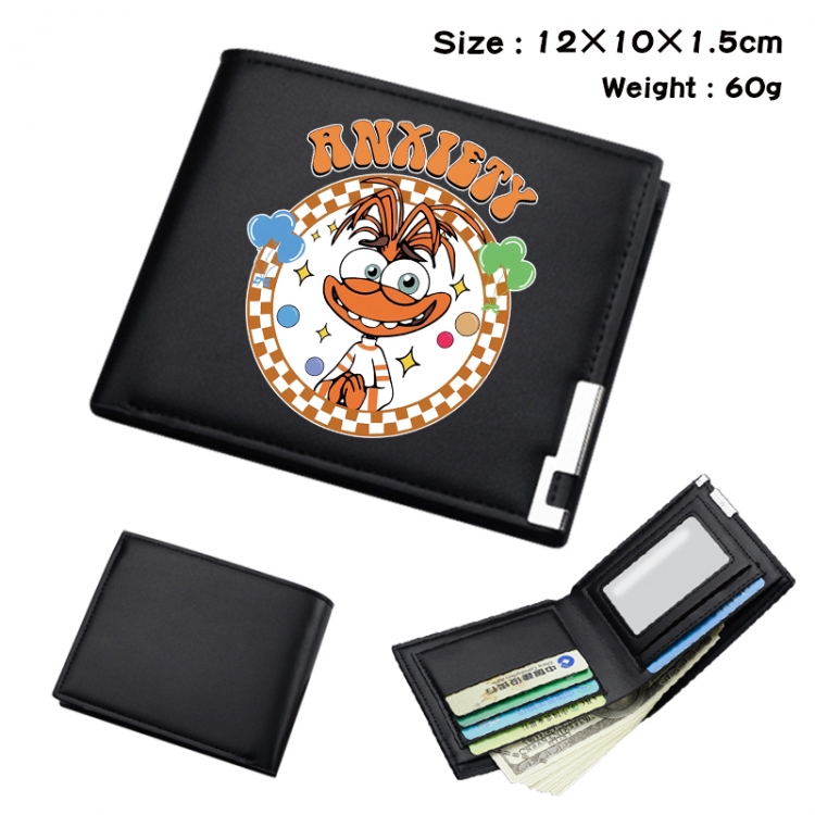 Inside Out Anime Full Color Black Leather Bifold Wallet 12x10x1.5cm