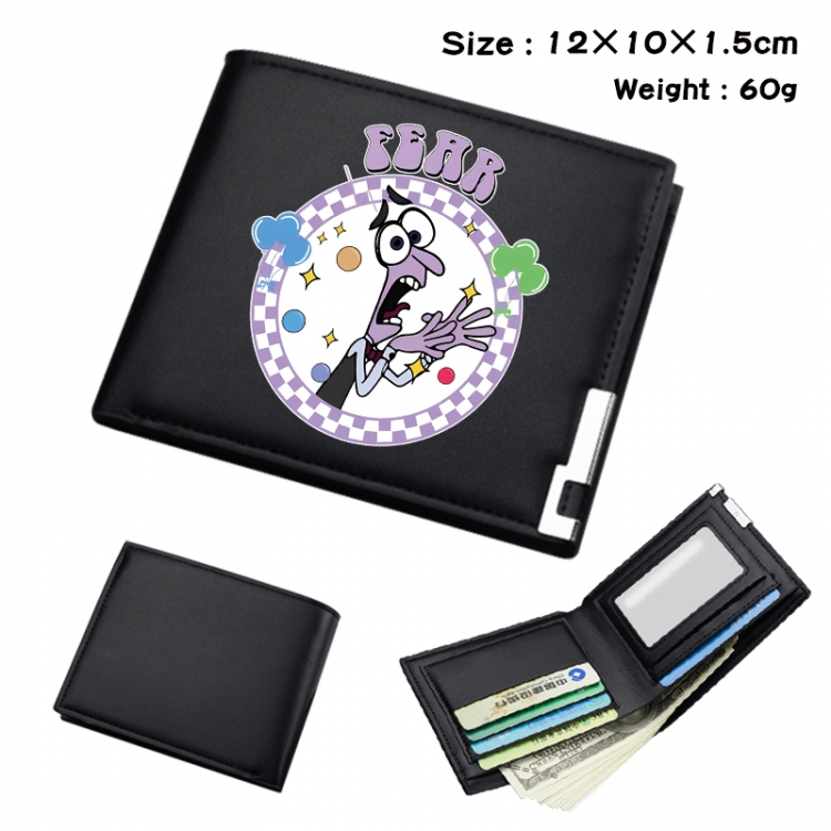 Inside Out Anime Full Color Black Leather Bifold Wallet 12x10x1.5cm