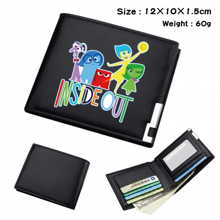 Inside Out Anime Full Color Black Leather Bifold Wallet 12x10x1.5cm