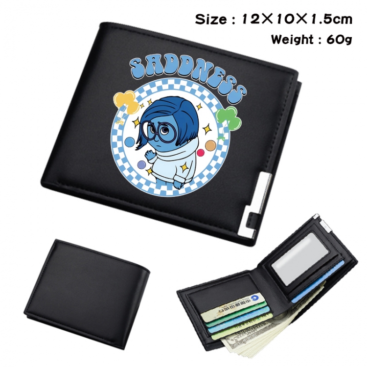 Inside Out Anime Full Color Black Leather Bifold Wallet 12x10x1.5cm