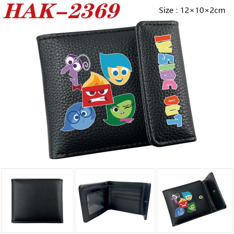 Inside Out Anime Litchi Pattern Hidden Buckle Half Fold Printed Wallet 12X10X2CM