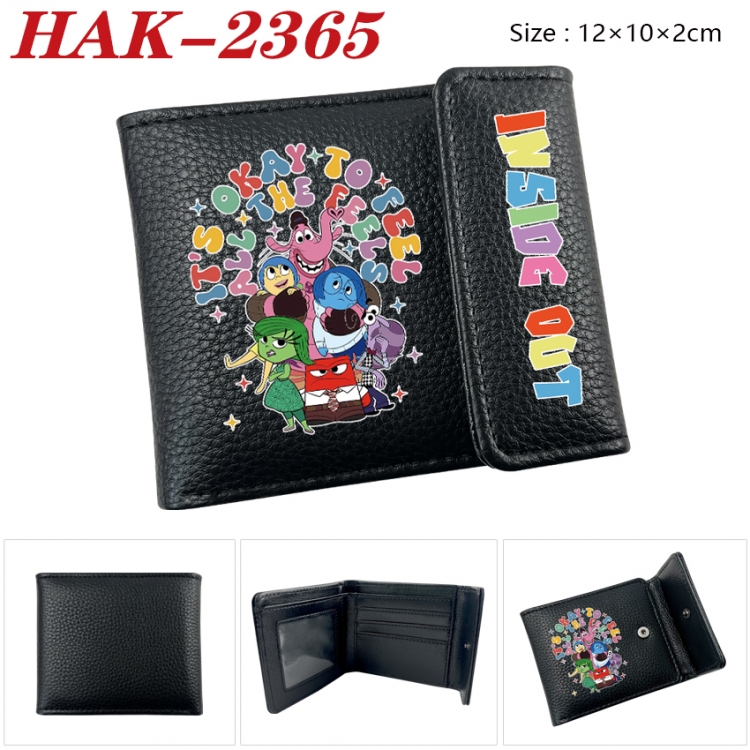 Inside Out Anime Litchi Pattern Hidden Buckle Half Fold Printed Wallet 12X10X2CM