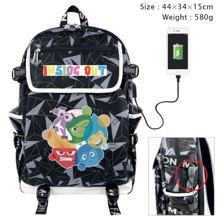 Inside Out Anime gray dual data cable backpack and backpack 44X34X15cm 580g