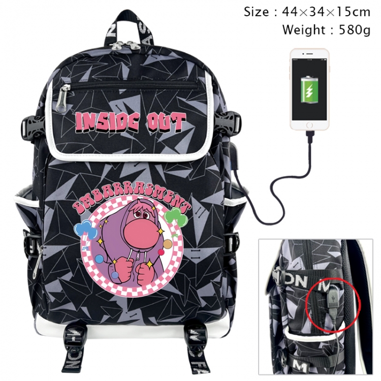 Inside Out Anime gray dual data cable backpack and backpack 44X34X15cm 580g