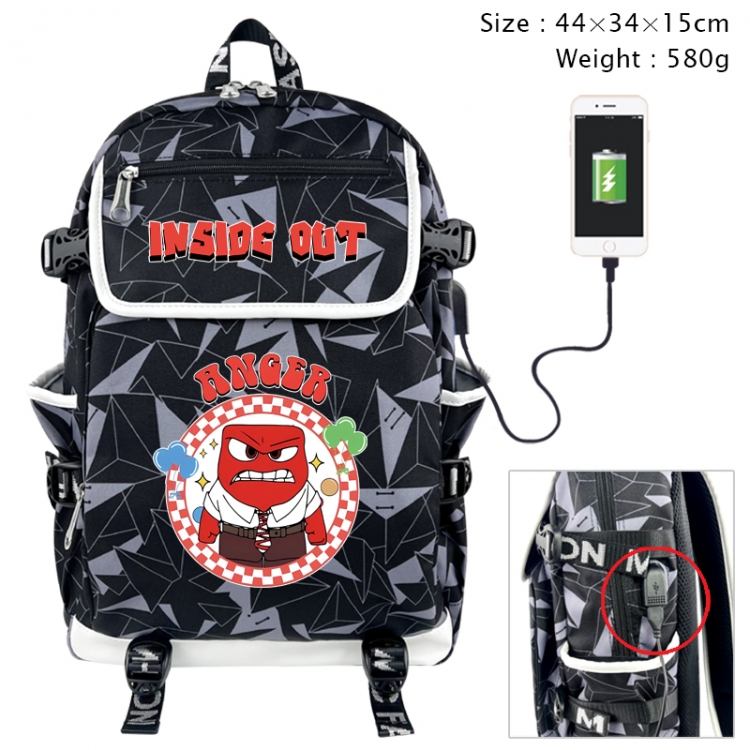 Inside Out Anime gray dual data cable backpack and backpack 44X34X15cm 580g