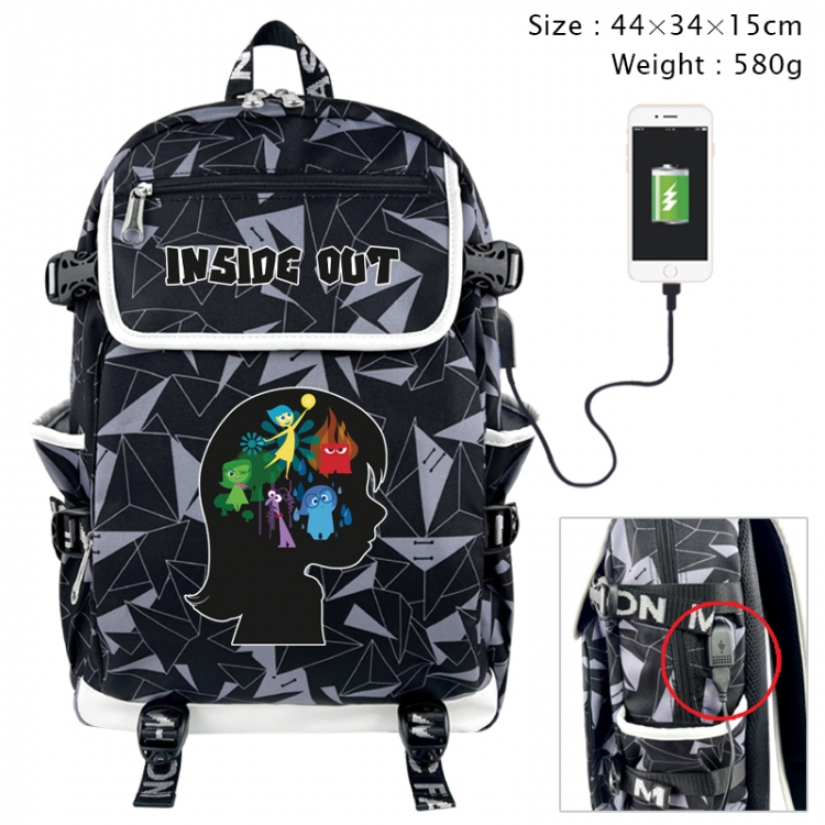 Inside Out Anime gray dual data cable backpack and backpack 44X34X15cm 580g