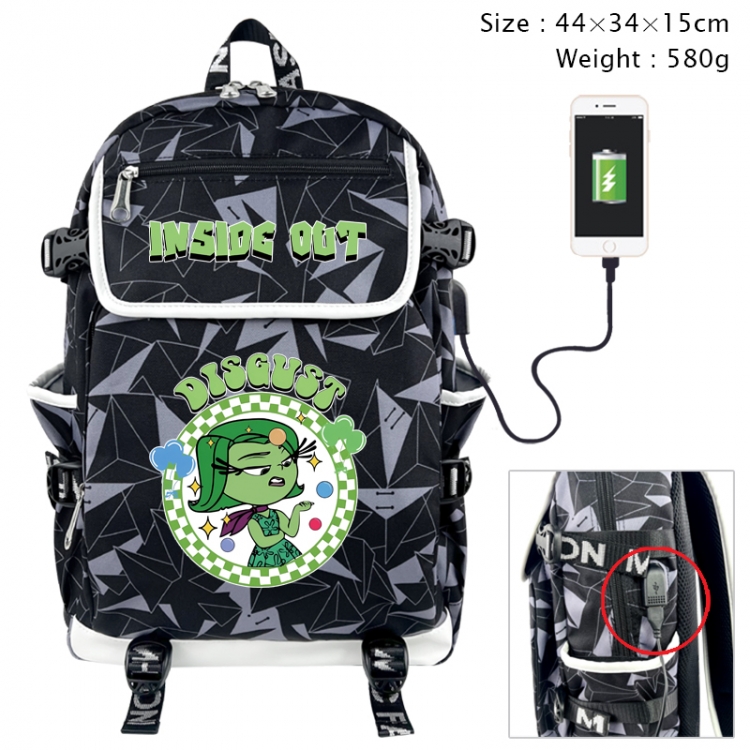 Inside Out Anime gray dual data cable backpack and backpack 44X34X15cm 580g