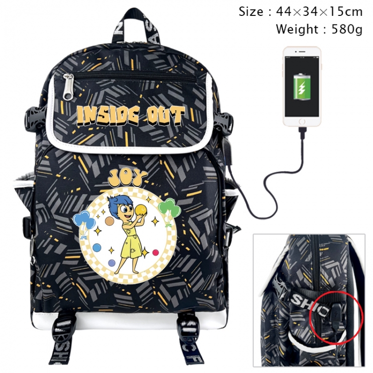 Inside Out Anime gray dual data cable backpack and backpack 44X34X15cm 580g