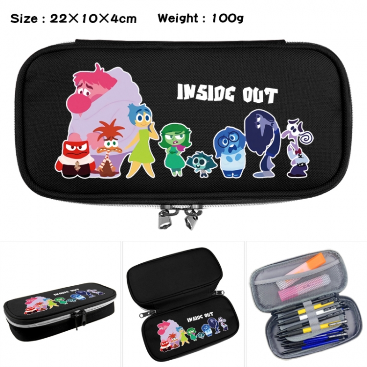 Inside Out Anime Waterproof canvas zipper clamshell pencil case pencil case 22x10x4cm