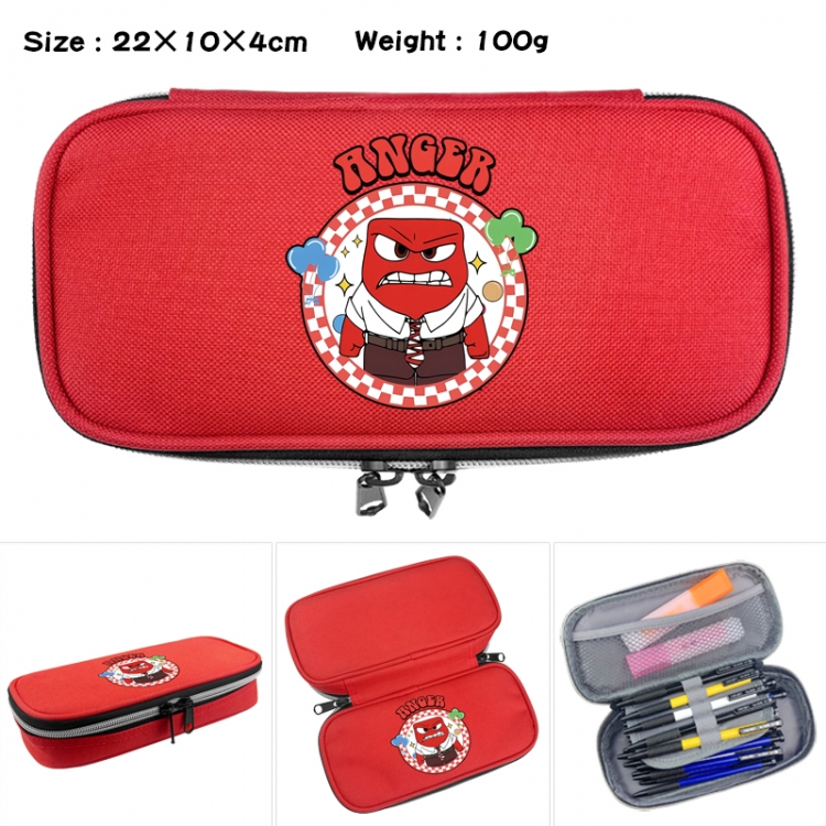 Inside Out Anime Waterproof canvas zipper clamshell pencil case pencil case 22x10x4cm