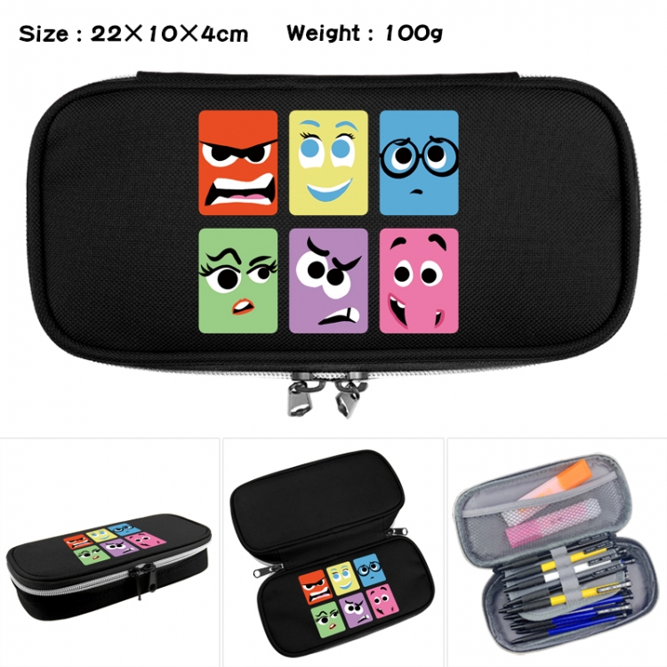 Inside Out Anime Waterproof canvas zipper clamshell pencil case pencil case 22x10x4cm