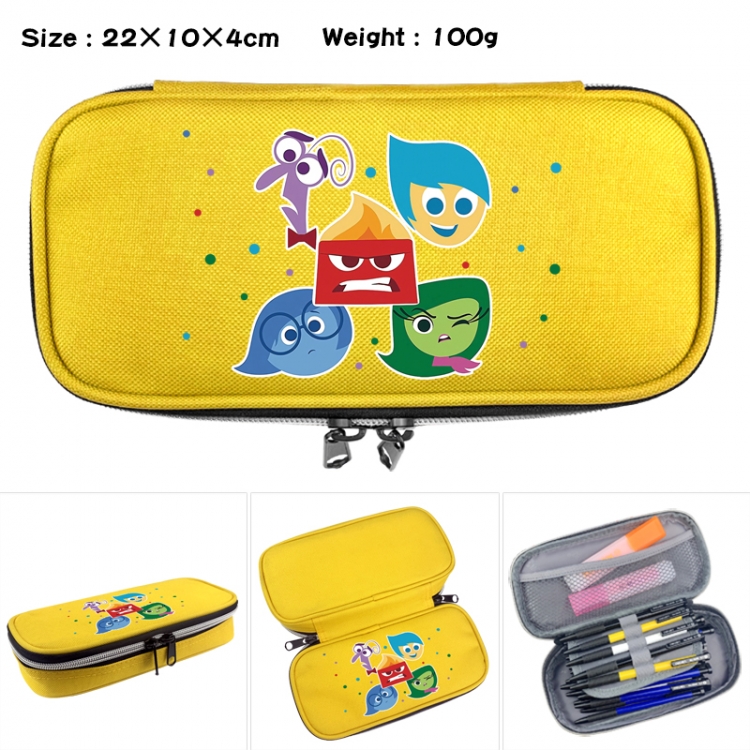 Inside Out Anime Waterproof canvas zipper clamshell pencil case pencil case 22x10x4cm