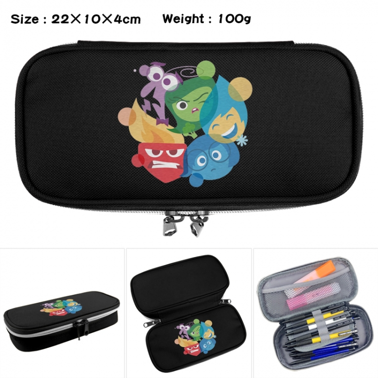 Inside Out Anime Waterproof canvas zipper clamshell pencil case pencil case 22x10x4cm