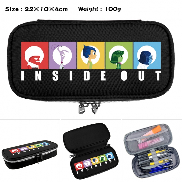 Inside Out Anime Waterproof canvas zipper clamshell pencil case pencil case 22x10x4cm