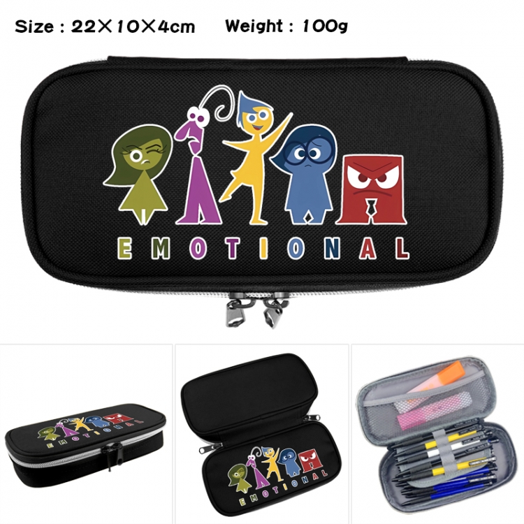 Inside Out Anime Waterproof canvas zipper clamshell pencil case pencil case 22x10x4cm