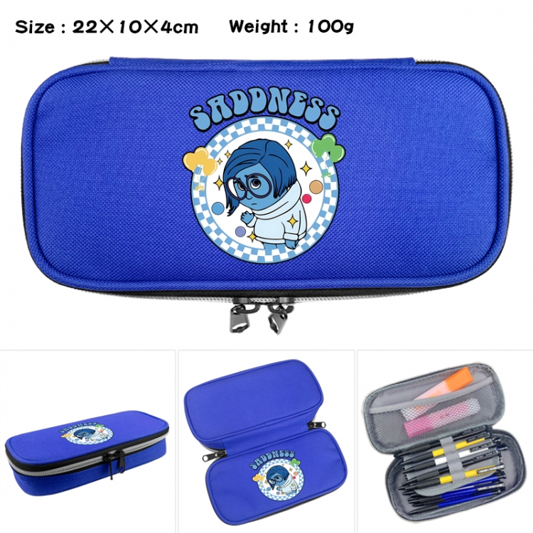 Inside Out Anime Waterproof canvas zipper clamshell pencil case pencil case 22x10x4cm