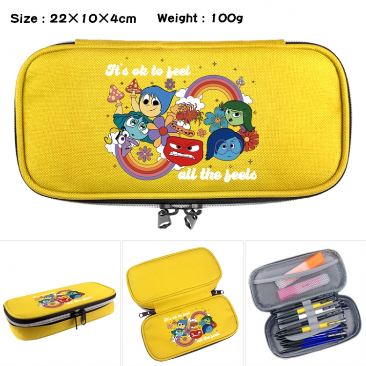 Inside Out Anime Waterproof canvas zipper clamshell pencil case pencil case 22x10x4cm