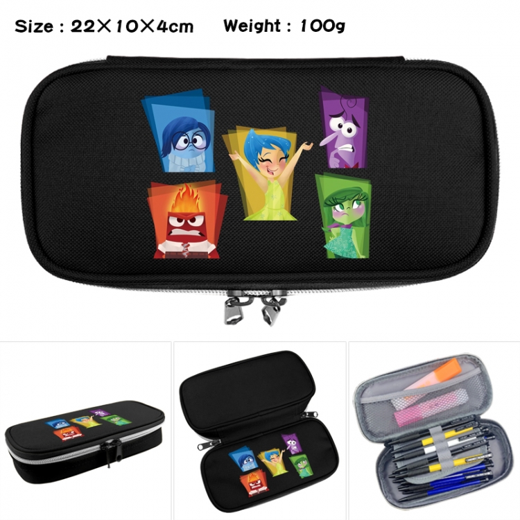 Inside Out Anime Waterproof canvas zipper clamshell pencil case pencil case 22x10x4cm