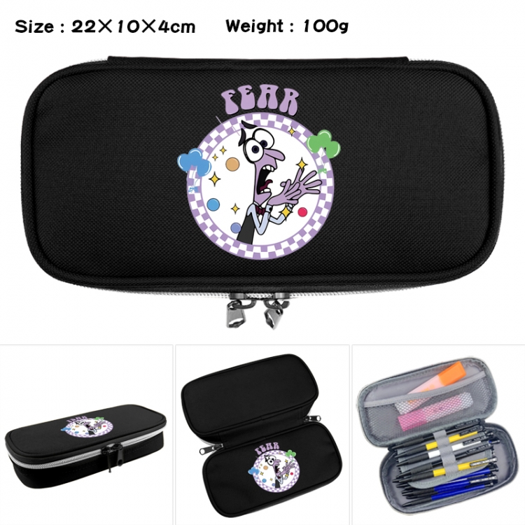 Inside Out Anime Waterproof canvas zipper clamshell pencil case pencil case 22x10x4cm